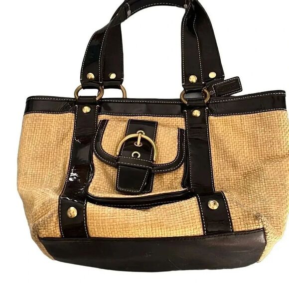 Vintage Coach Straw Purse.  - Picture 1 of 6